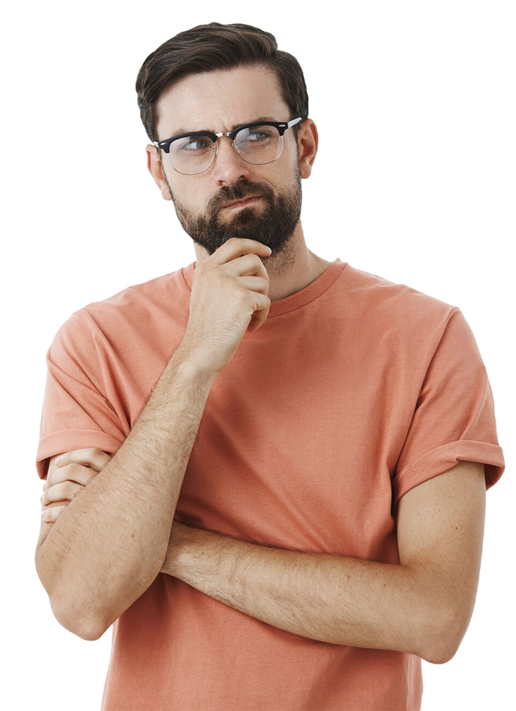 expressive-bearded-man-orange-tshirt